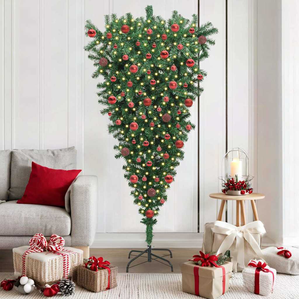 Understeboven Kunstkerstboom met Ballen Set Groen 180 cm PVC is nu te koop bij PeponiXL, paradijselijk wonen!