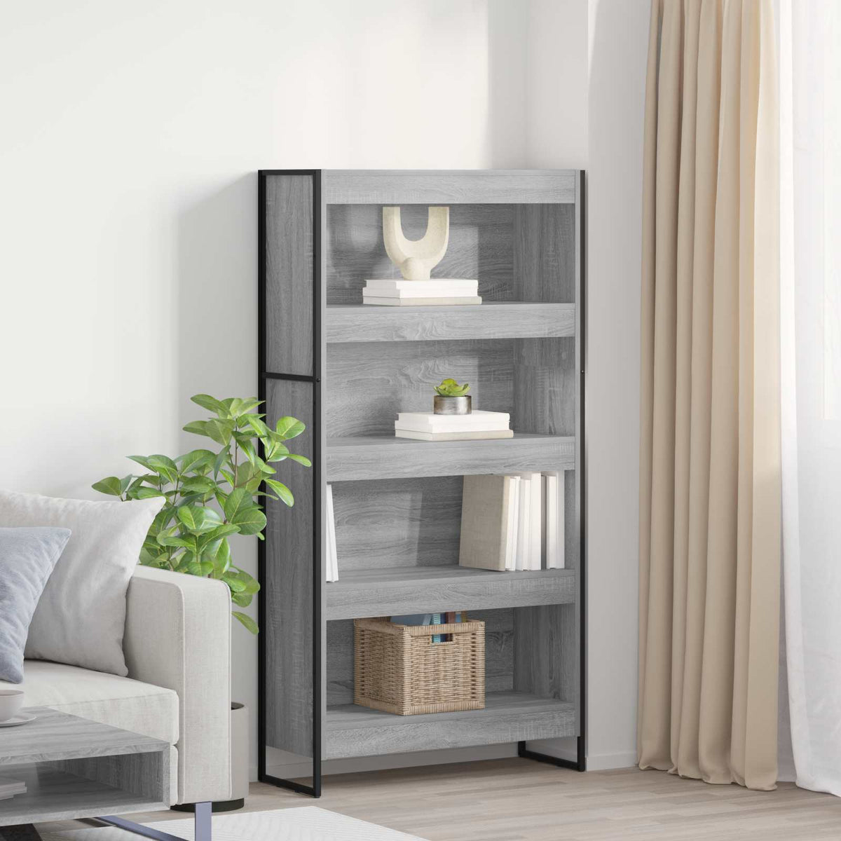 Boekenkast 2 pcs Grijs Sonoma 80 x 30 x 155 cm Bewerkt hout is nu te koop bij PeponiXL, paradijselijk wonen!