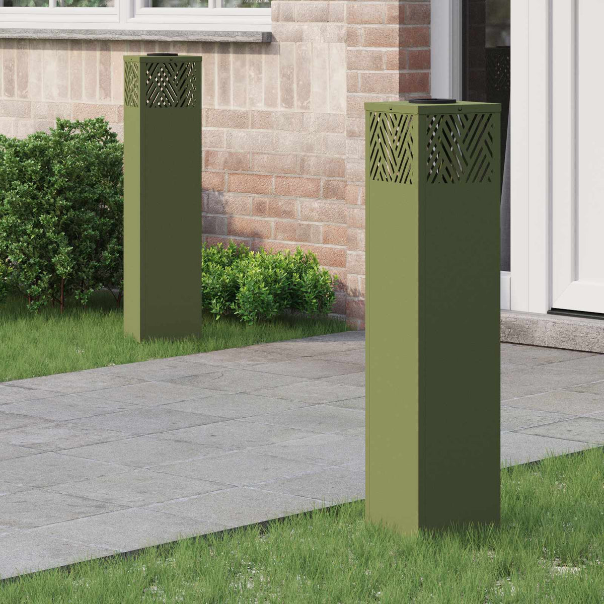 Solar LED Pad Licht 2 pcs Olijf Groen Koudgewalst staal is nu te koop bij PeponiXL, paradijselijk wonen!