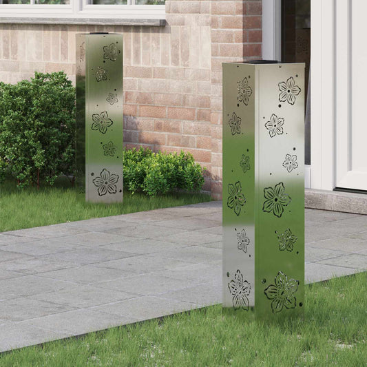 Solar LED Pad Licht 2 pcs Zilver Gegalvaniseerd staal is nu te koop bij PeponiXL, paradijselijk wonen!