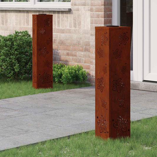 Solar LED Pad Licht 2 pcs Roestig Cortenstaal is nu te koop bij PeponiXL, paradijselijk wonen!