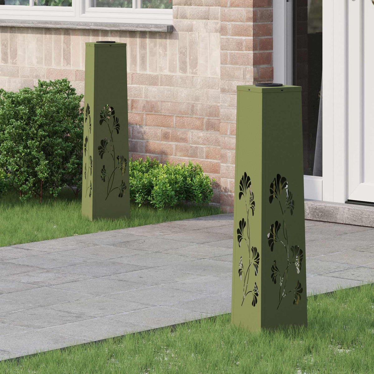 Solar LED Pad Licht 2 pcs Olijf Groen Koudgewalst staal is nu te koop bij PeponiXL, paradijselijk wonen!