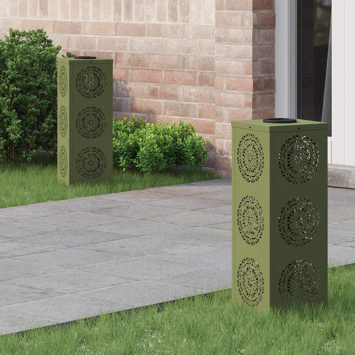 Solar LED Pad Licht 2 pcs Olijf Groen Koudgewalst staal is nu te koop bij PeponiXL, paradijselijk wonen!