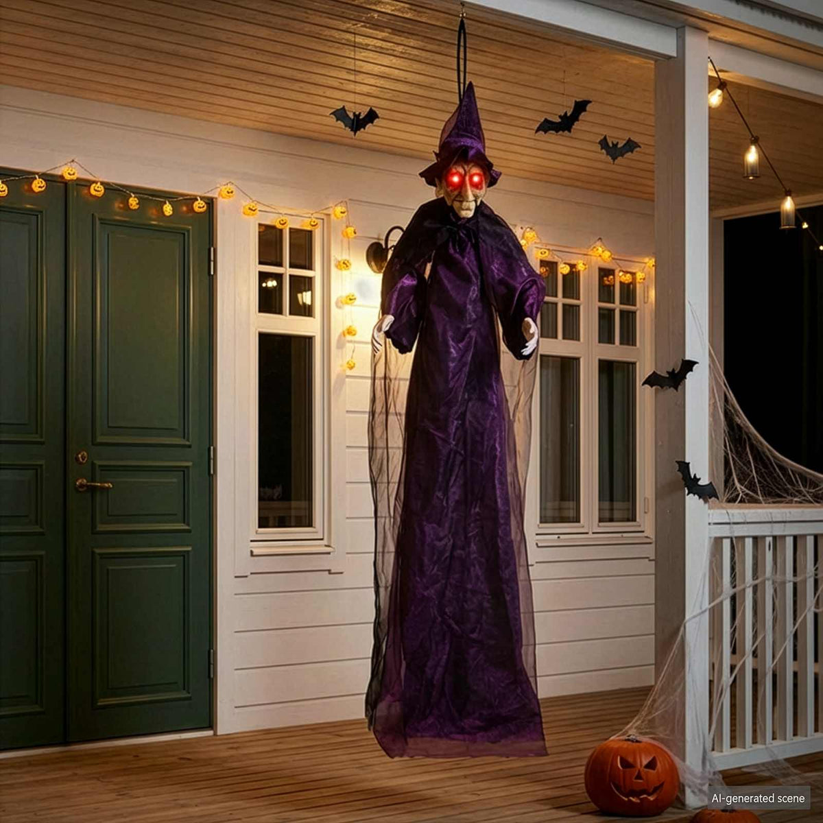 Hangende Halloween-pratende heks Paars 216 x 125 cm Polyester is nu te koop bij PeponiXL, paradijselijk wonen!