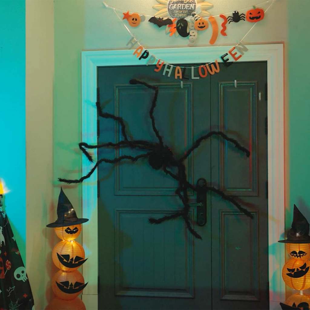 Halloween Spin Decoratie 6 pcs Zwart 75 cm Polyester en staal is nu te koop bij PeponiXL, paradijselijk wonen!