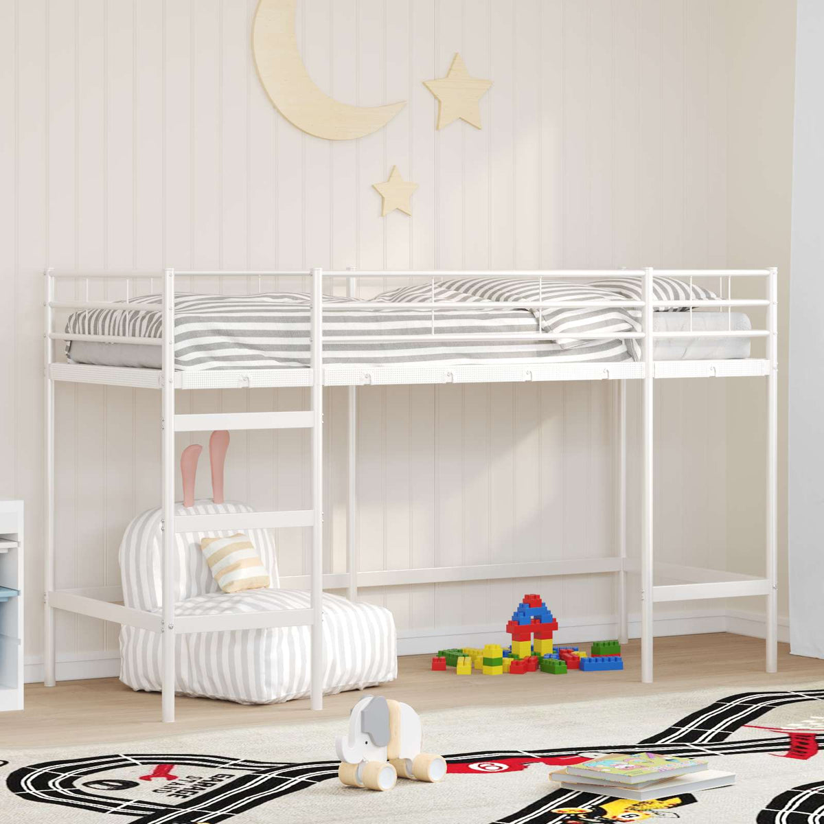 Loftbed voor Kids Wit 74,5 x 190 cm Staal is nu te koop bij PeponiXL, paradijselijk wonen!