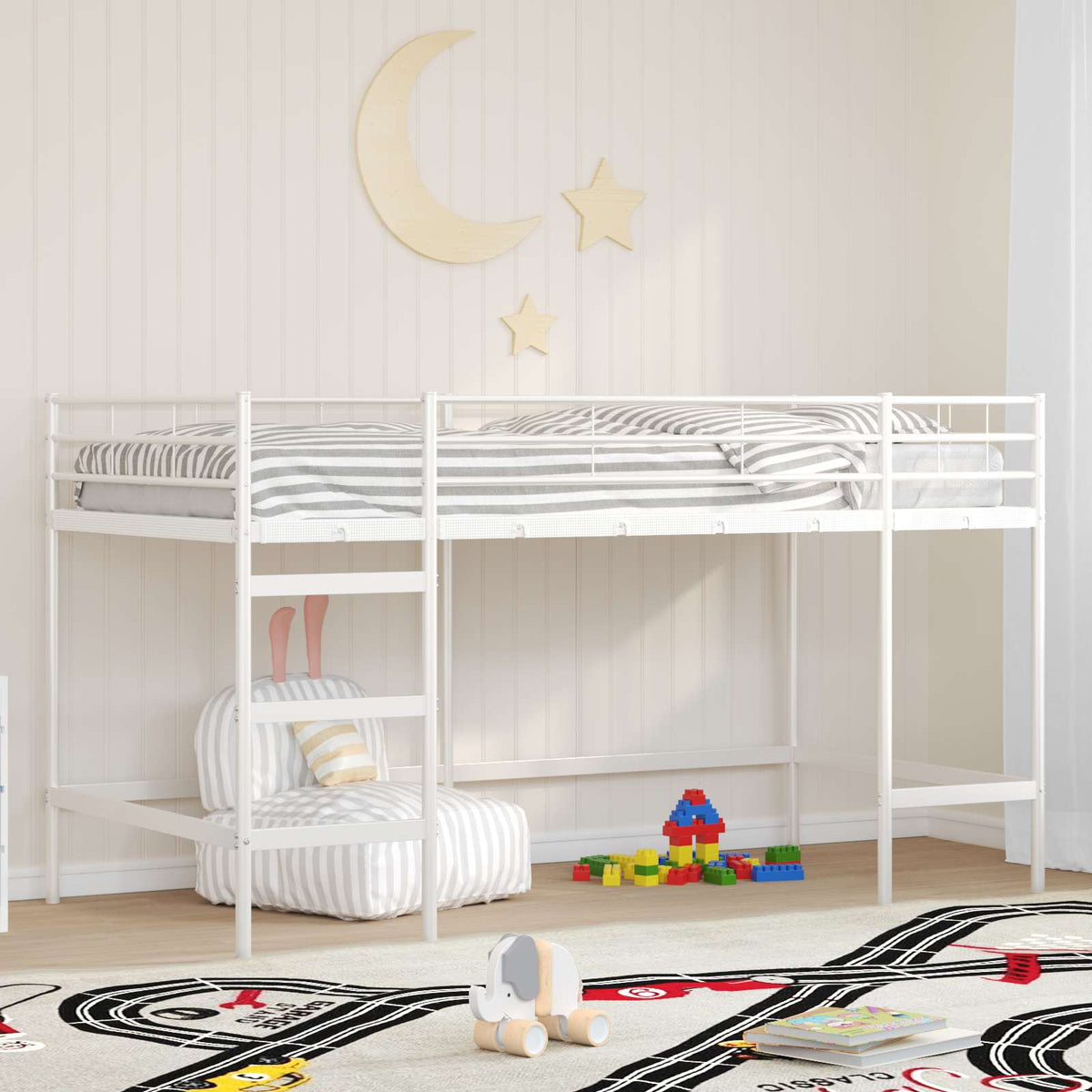 Loftbed voor Kids Wit 90 x 200 cm Staal is nu te koop bij PeponiXL, paradijselijk wonen!