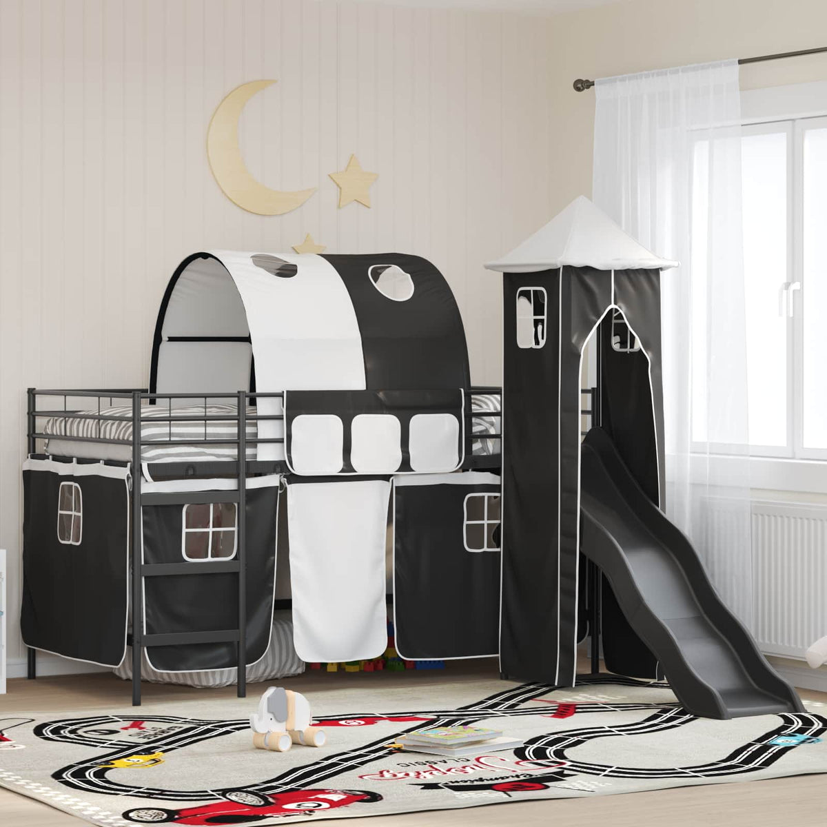 Loftbed voor Kids Zwart 80 x 200 cm Metaal is nu te koop bij PeponiXL, paradijselijk wonen!