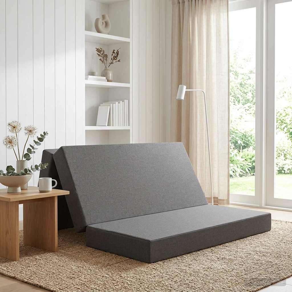 Vouwbare Bankbed 120 x 67 x 45 cm Lichtgrijs is nu te koop bij PeponiXL, paradijselijk wonen!