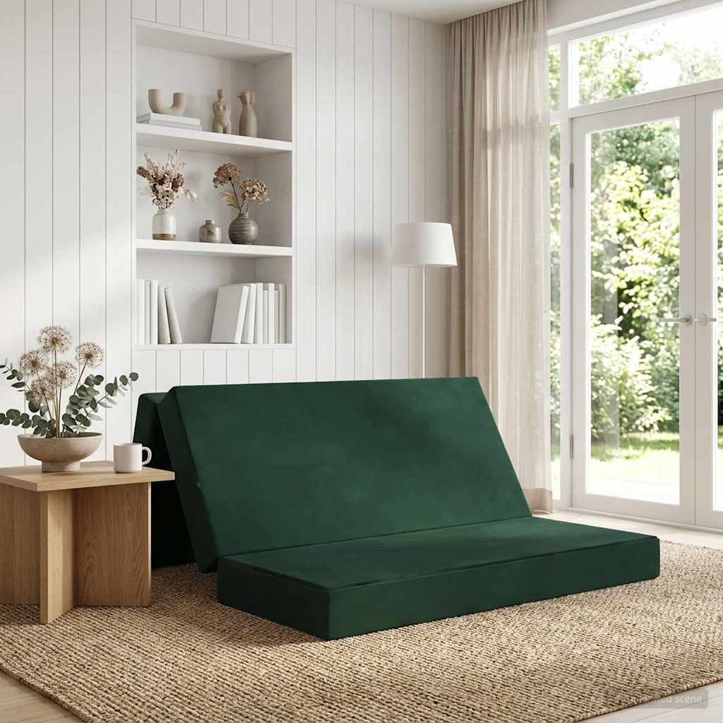 Vouwbare Bankbed 120 x 67 x 45 cm Donkergroen is nu te koop bij PeponiXL, paradijselijk wonen!