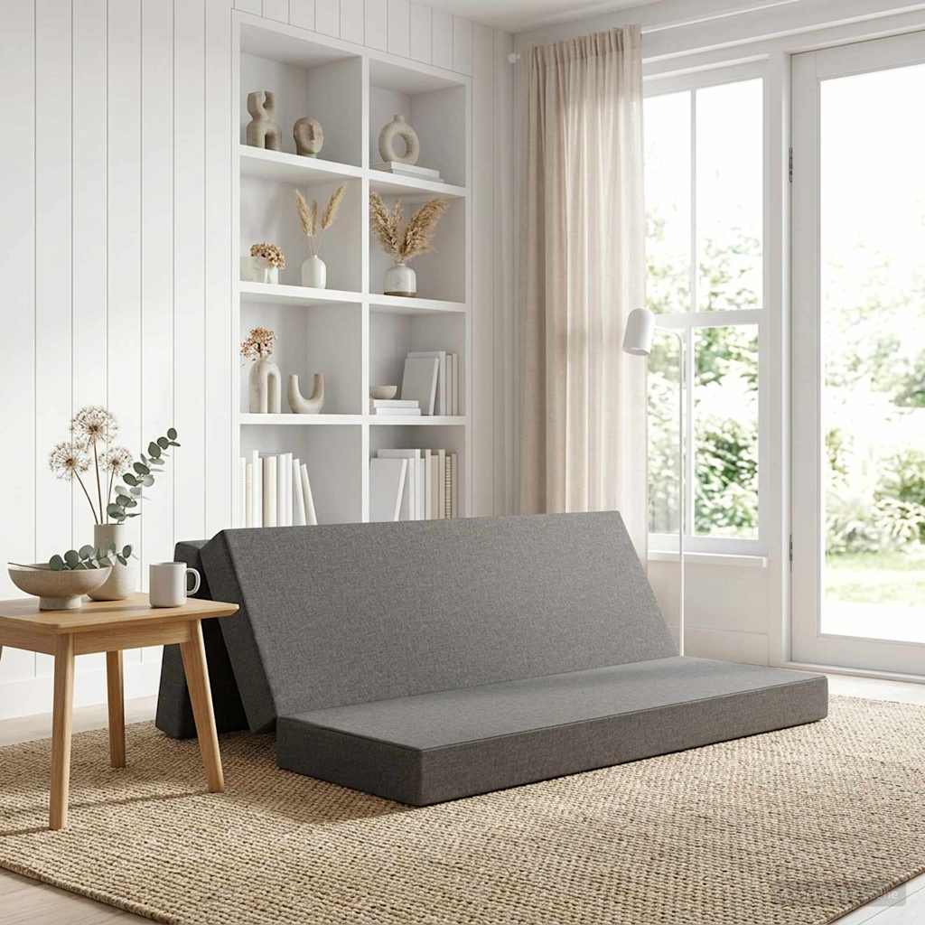 Vouwbare Bankbed 200 x 67 x 45 cm Lichtgrijs is nu te koop bij PeponiXL, paradijselijk wonen!
