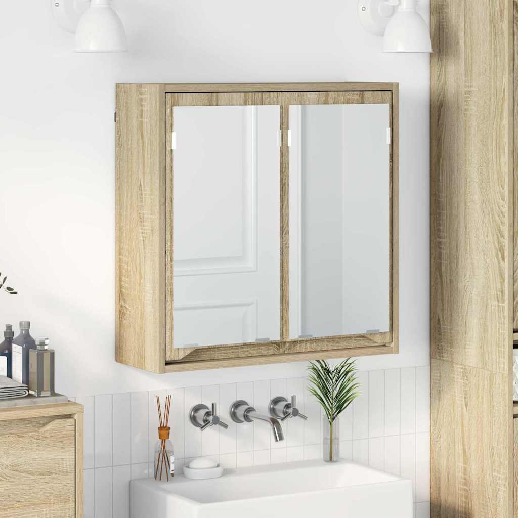 Badkamer spiegelkast Sonoma Eiken 60 x 20 x 60 cm Bewerkt hout is nu te koop bij PeponiXL, paradijselijk wonen!