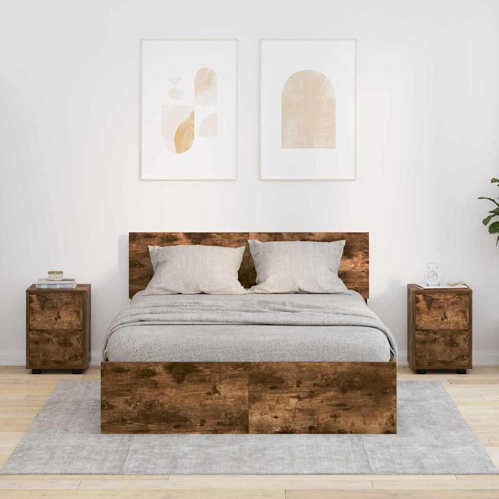 Nachtkastjes 2 pcs Gerookt eiken 30,5 x 30 x 43 cm Bewerkt hout is nu te koop bij PeponiXL, paradijselijk wonen!