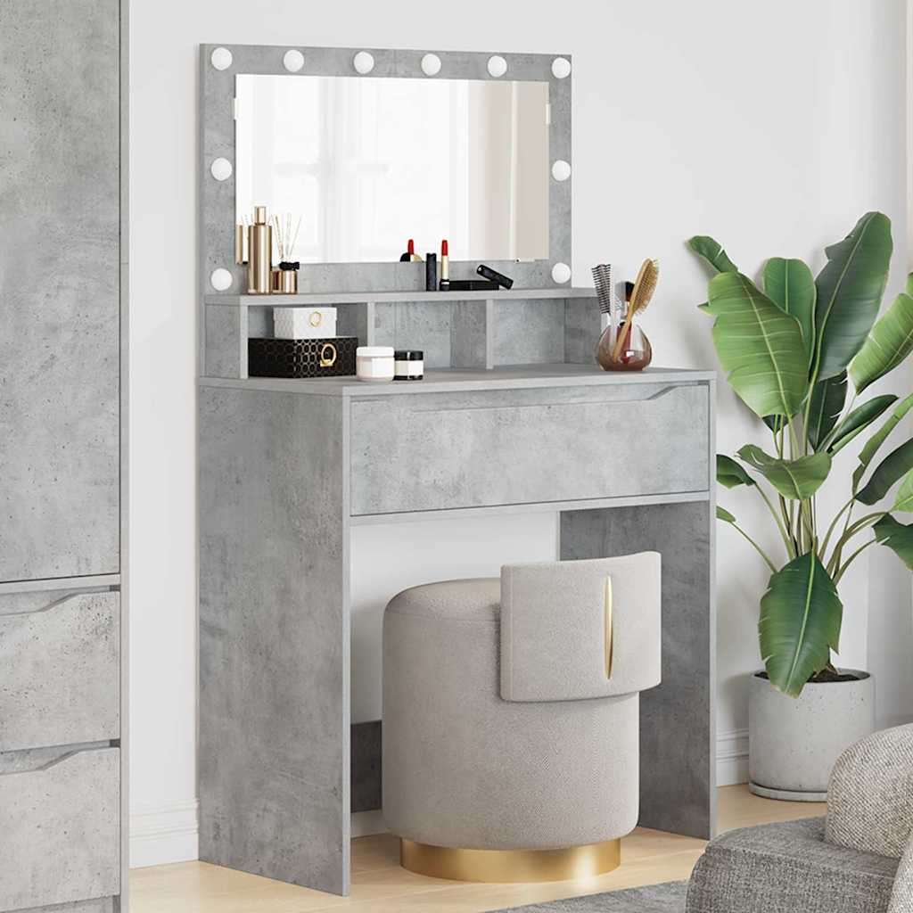Slaapkamer Kaptafels met lade Beton Grijs 80 x 39,6 x 135 cm is nu te koop bij PeponiXL, paradijselijk wonen!