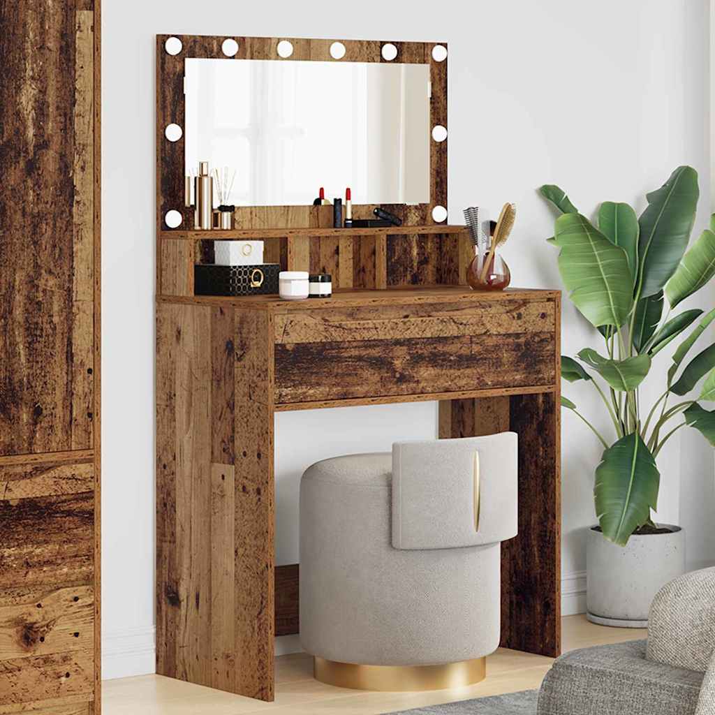 Slaapkamer Kaptafels Oud Hout 80 x 39,6 x 135 cm Bewerkt hout is nu te koop bij PeponiXL, paradijselijk wonen!