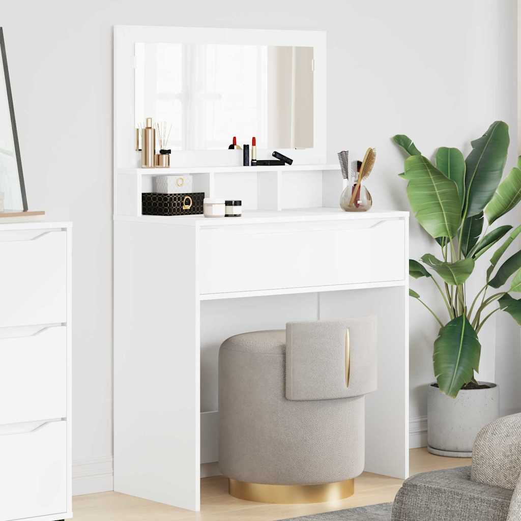 Slaapkamer Kaptafels Wit 80 x 39,6 x 135 cm Bewerkt hout is nu te koop bij PeponiXL, paradijselijk wonen!