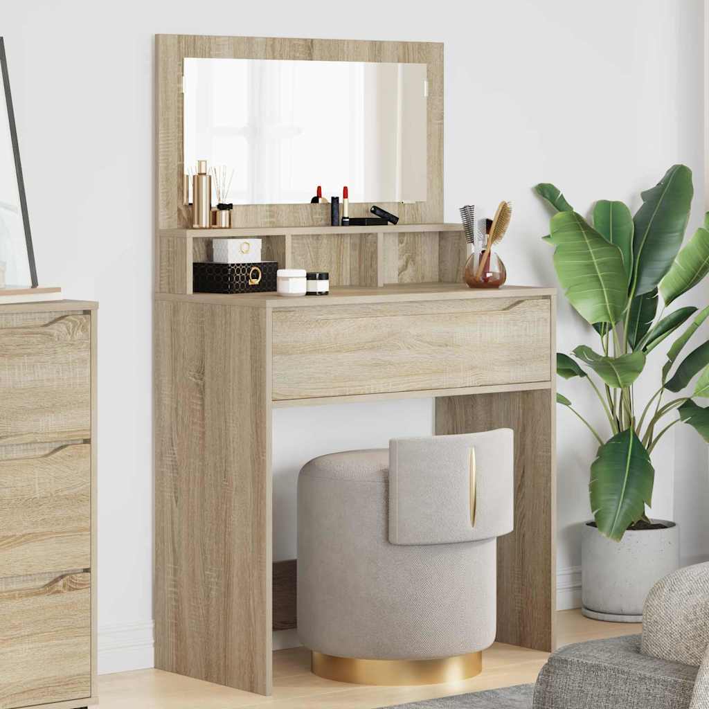 Slaapkamer Kaptafels met lade Sonoma Eiken 80 x 39,6 x 135 cm is nu te koop bij PeponiXL, paradijselijk wonen!