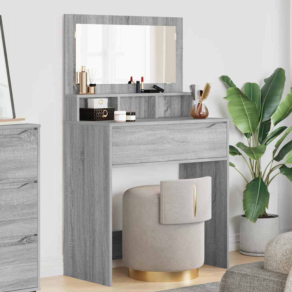 Slaapkamer Kaptafels met lade Grijs Sonoma 80 x 39,6 x 135 cm is nu te koop bij PeponiXL, paradijselijk wonen!