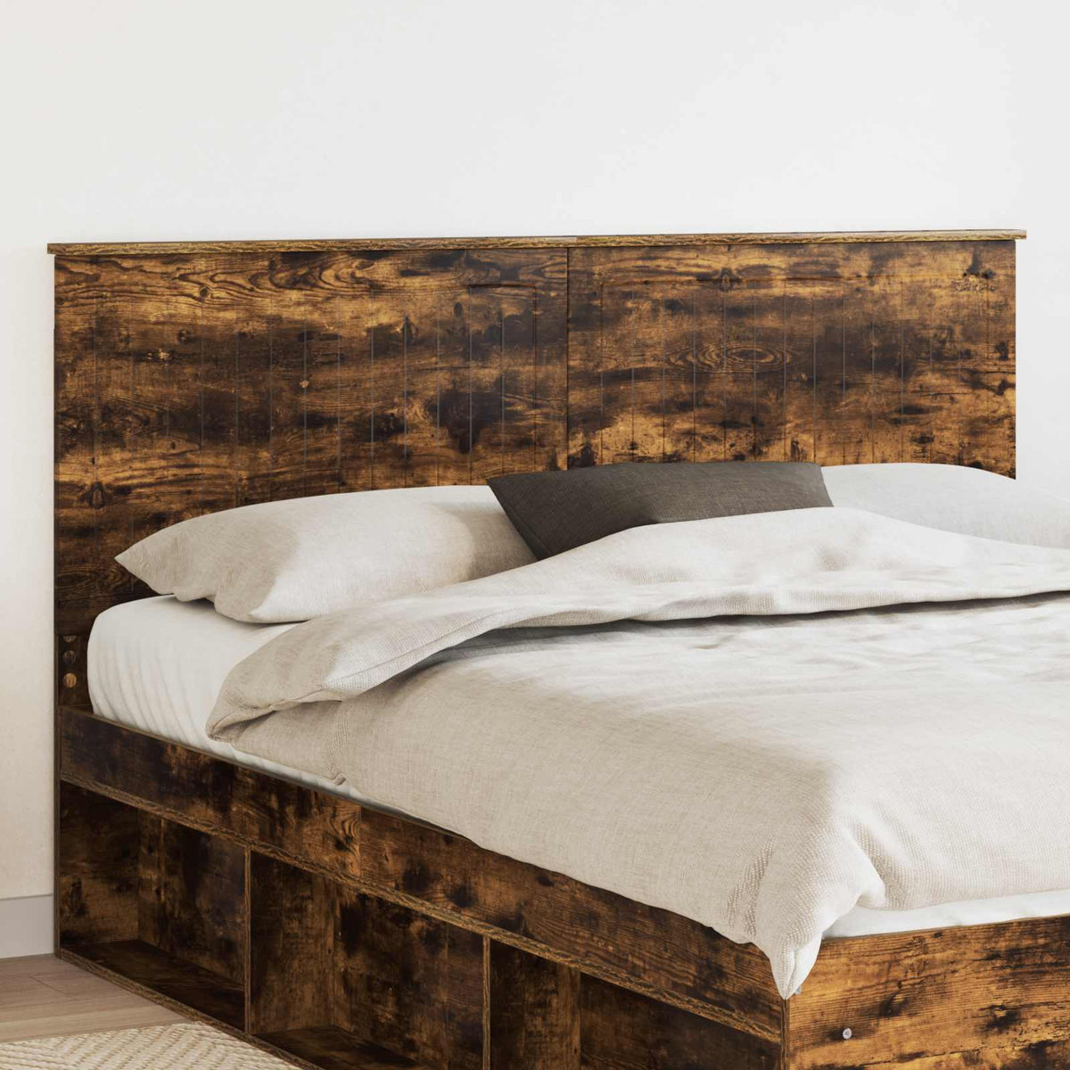 Hoofdbord met hoofdeinde Gerookt eiken 160 cm Bewerkt hout is nu te koop bij PeponiXL, paradijselijk wonen!