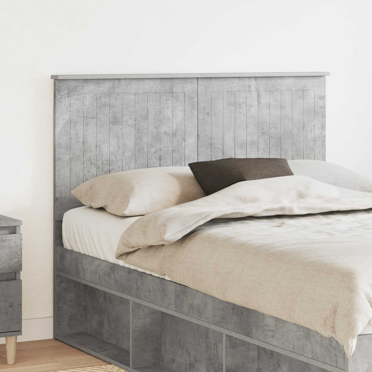 Hoofdbord met hoofdeinde Beton Grijs 135 cm Bewerkt hout is nu te koop bij PeponiXL, paradijselijk wonen!