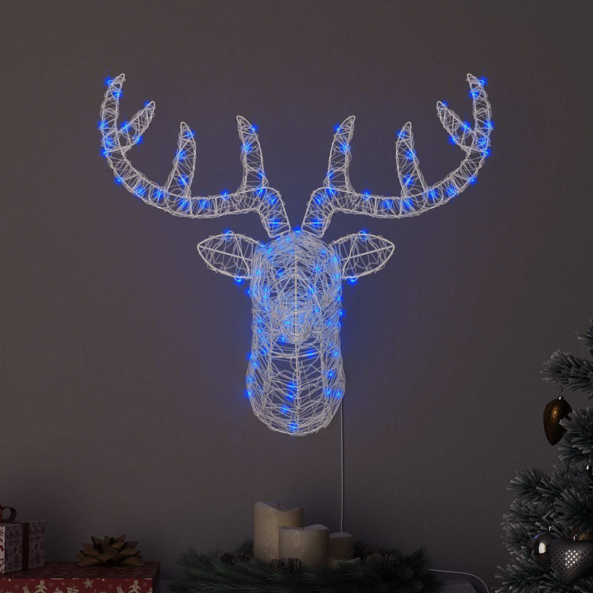 Hertenkop met 140 LED Blauw 68 x 36,5 x 62,5 cm Acryl is nu te koop bij PeponiXL, paradijselijk wonen!