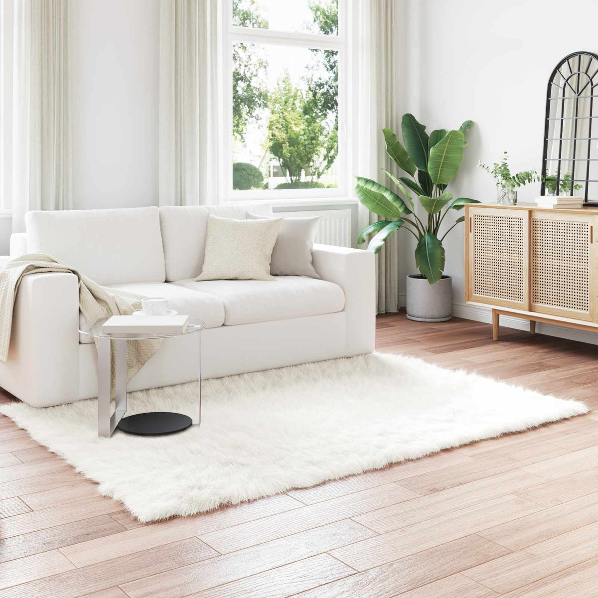 Tapijt van imitatie TAFALLA Wit 140 x 200 cm Polyester is nu te koop bij PeponiXL, paradijselijk wonen!