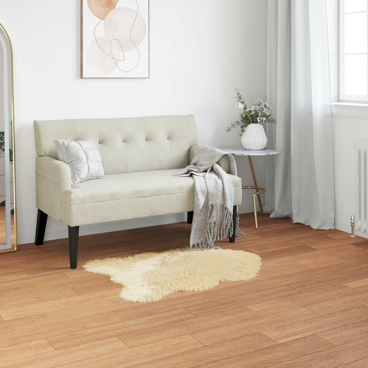 Tapijt van imitatie TAFALLA Crèmekleurig 80 x 120 cm Polyester is nu te koop bij PeponiXL, paradijselijk wonen!