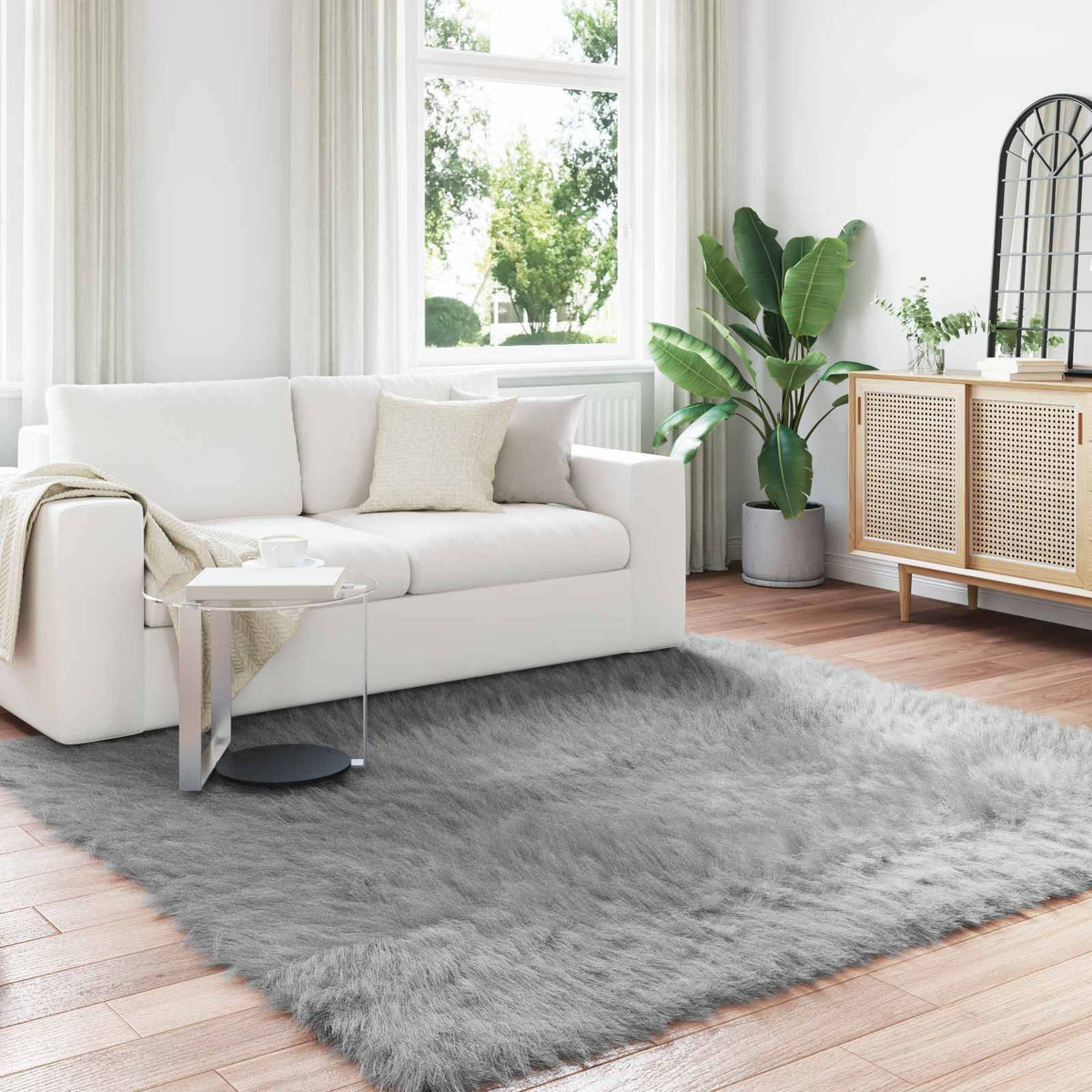 Tapijt van imitatie TAFALLA Grijs 200 x 200 cm Polyester is nu te koop bij PeponiXL, paradijselijk wonen!