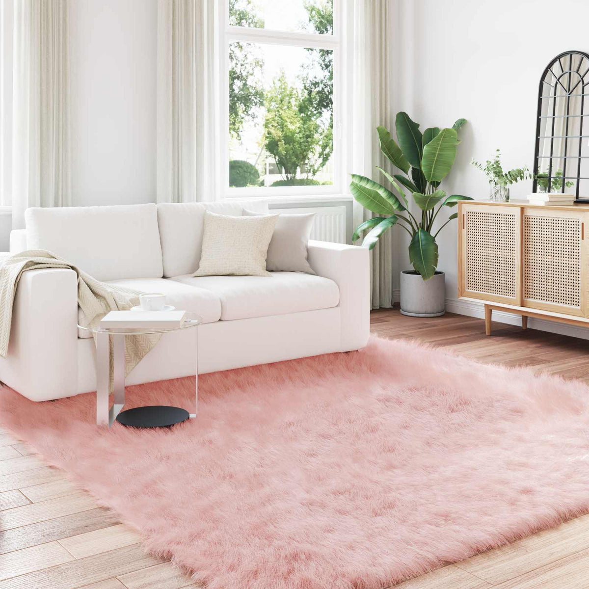 Tapijt van imitatie TAFALLA Roze 240 x 240 cm Polyester is nu te koop bij PeponiXL, paradijselijk wonen!