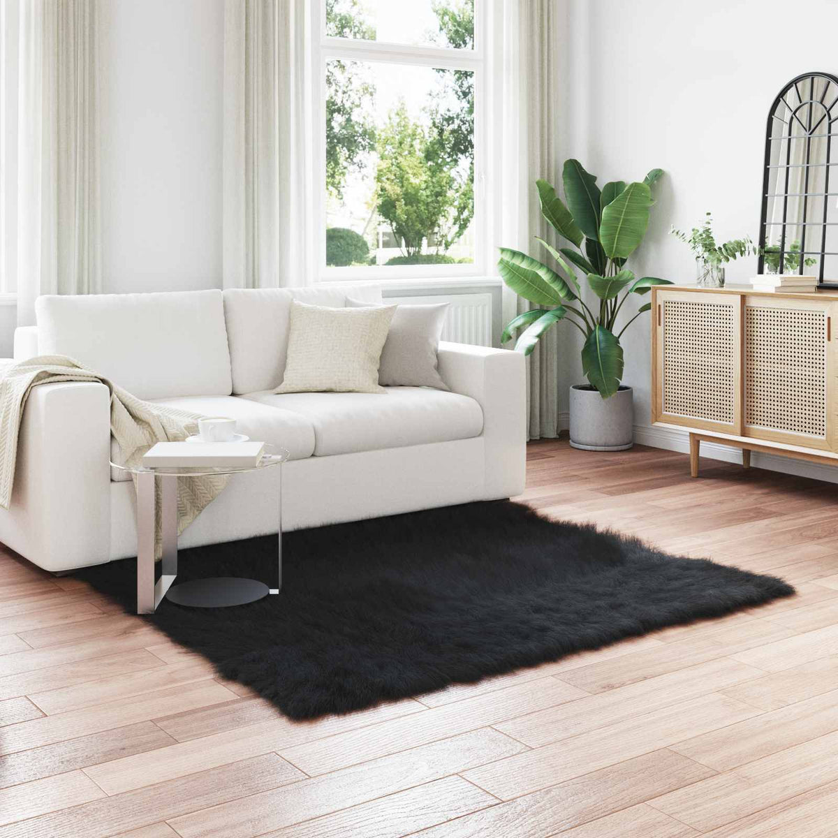 Tapijt van imitatie TAFALLA Zwart 120 x 120 cm Polyester is nu te koop bij PeponiXL, paradijselijk wonen!
