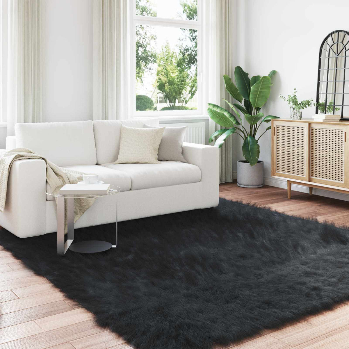 Tapijt van imitatie TAFALLA Zwart 200 x 200 cm Polyester is nu te koop bij PeponiXL, paradijselijk wonen!