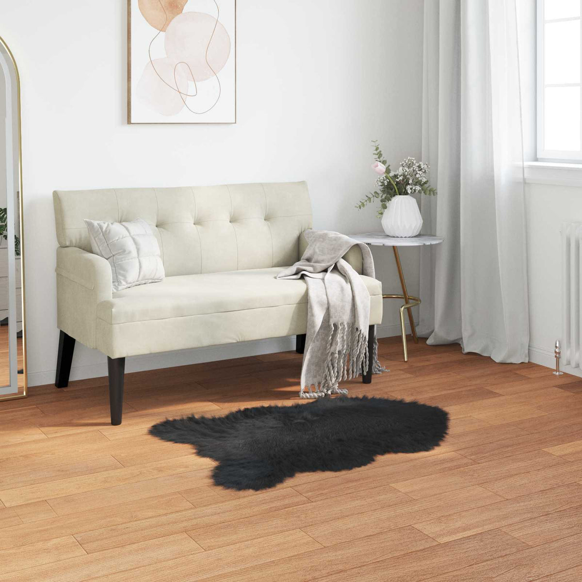 Tapijt van imitatie TAFALLA Zwart 60 x 90 cm Polyester is nu te koop bij PeponiXL, paradijselijk wonen!
