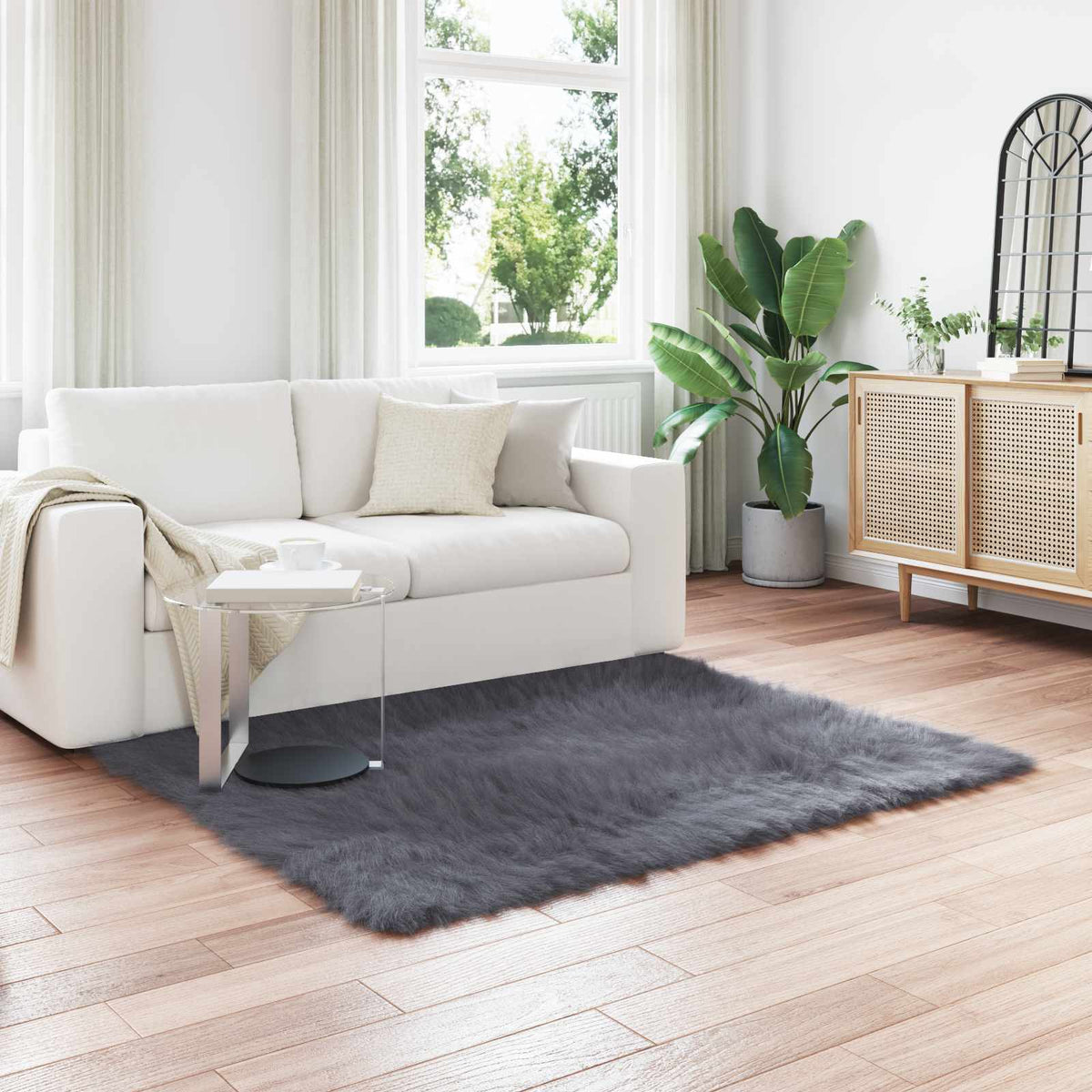 Tapijt van imitatie TAFALLA Antracietkleurig 120 x 120 cm is nu te koop bij PeponiXL, paradijselijk wonen!