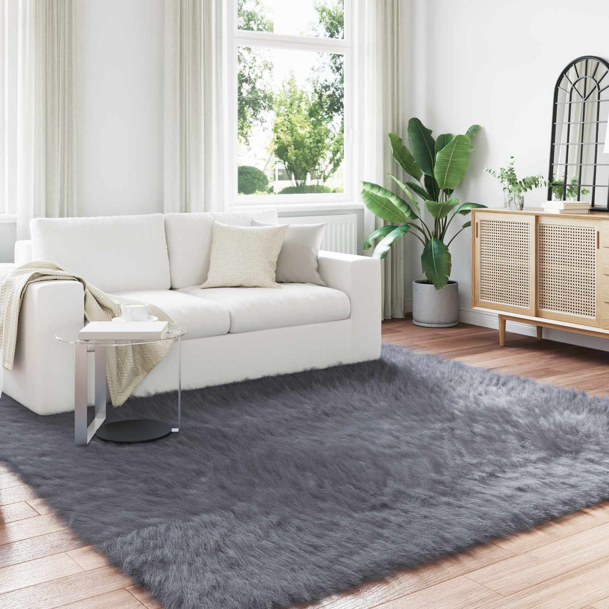 Tapijt van imitatie TAFALLA Antracietkleurig 240 x 240 cm is nu te koop bij PeponiXL, paradijselijk wonen!