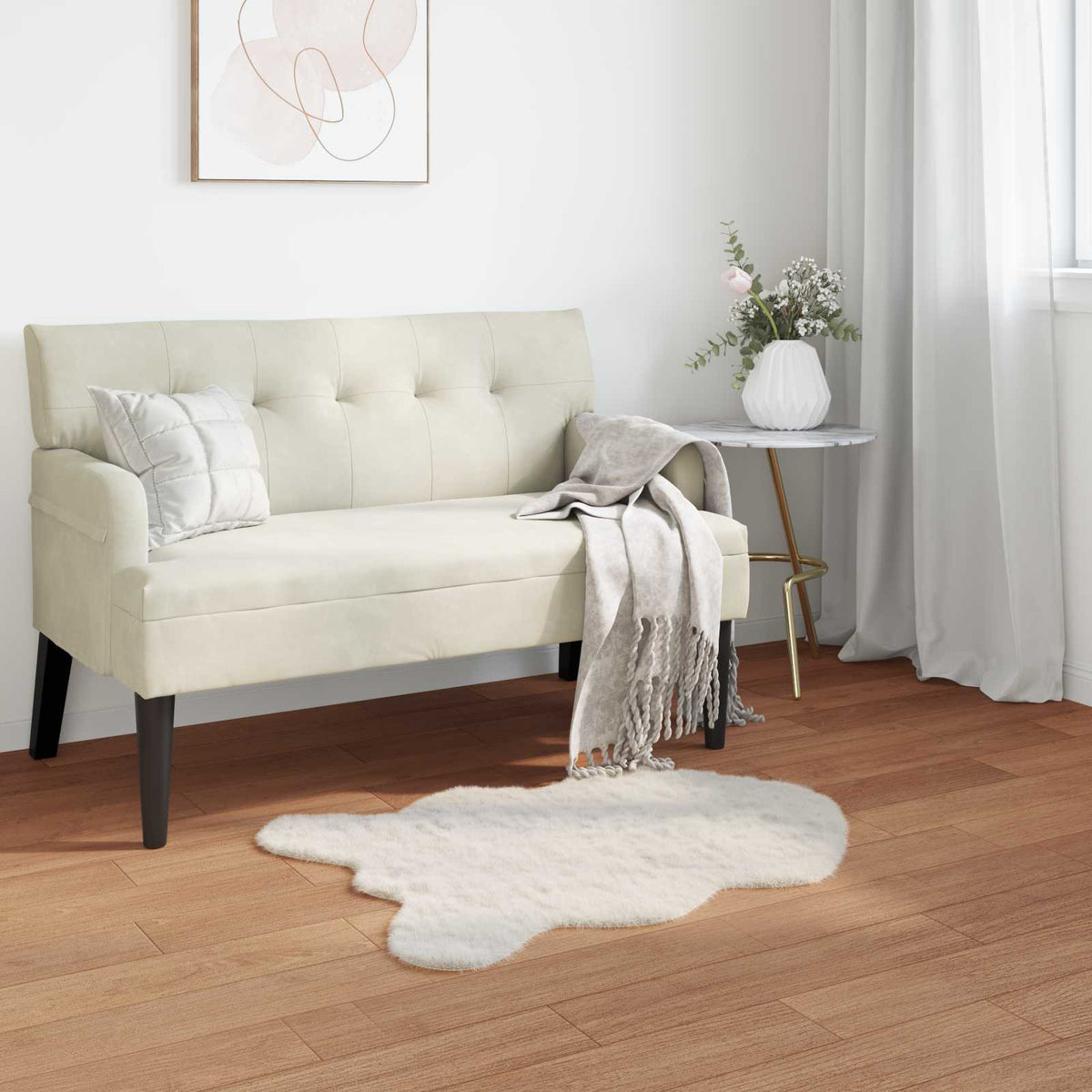 Antislip vloerkleed van imitatie konijnenbont OLITE 80 x 120 cm is nu te koop bij PeponiXL, paradijselijk wonen!