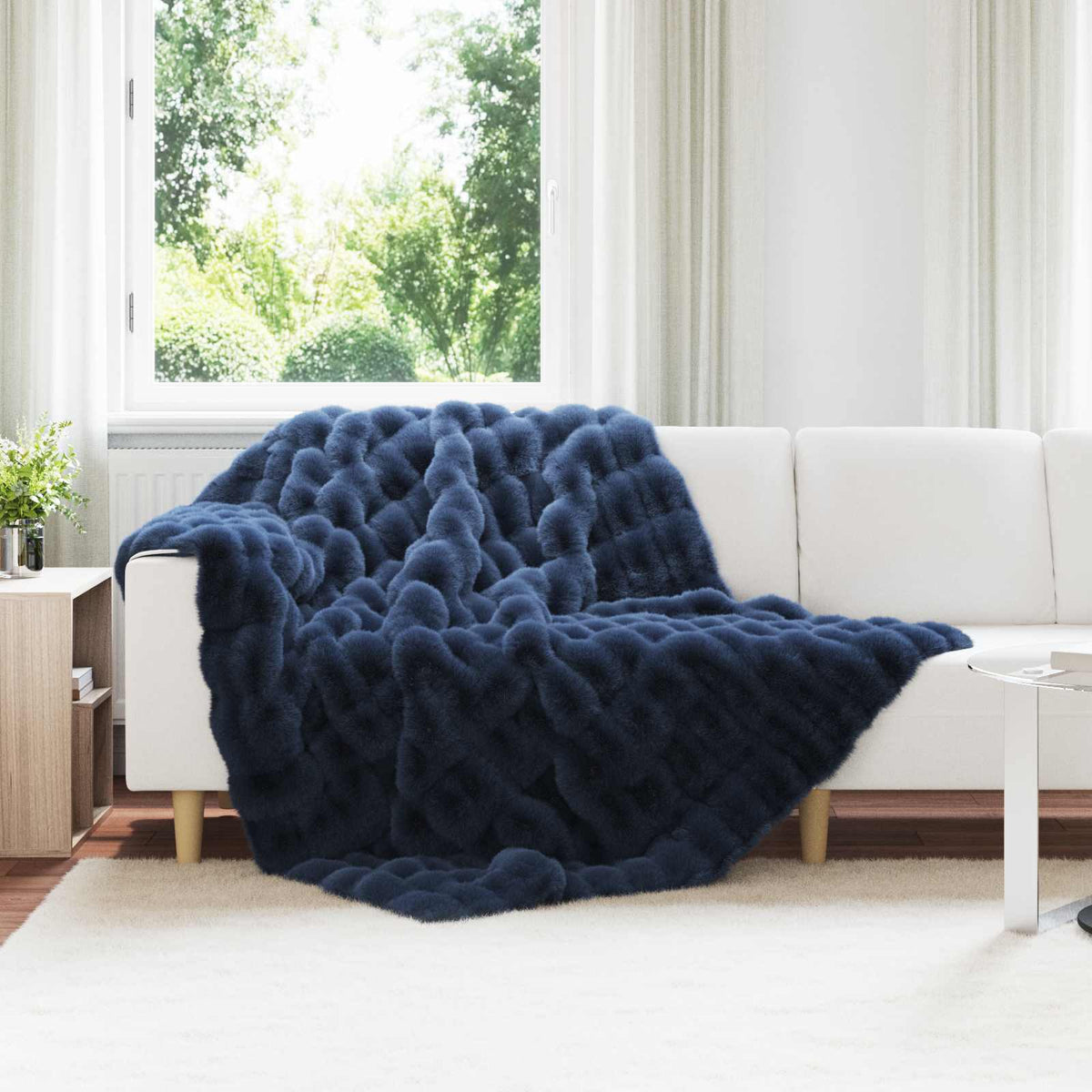 Antislip deken van imitatie konijnenbont Olite 4 pcs Polyester is nu te koop bij PeponiXL, paradijselijk wonen!