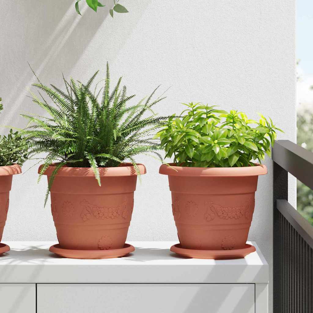 Ronde Bloempot 6 pcs Baksteenrood Ø 22 x 18 cm Kunststof is nu te koop bij PeponiXL, paradijselijk wonen!