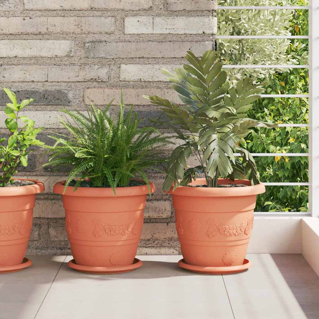 Ronde Bloemenschalen 6 pcs Baksteenrood Ø 19 x 2 cm Kunststof is nu te koop bij PeponiXL, paradijselijk wonen!
