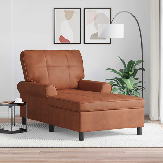 Chaise Lounge met kussen Bruin 91 x 157 x 91 cm Nep Leer is nu te koop bij PeponiXL, paradijselijk wonen!
