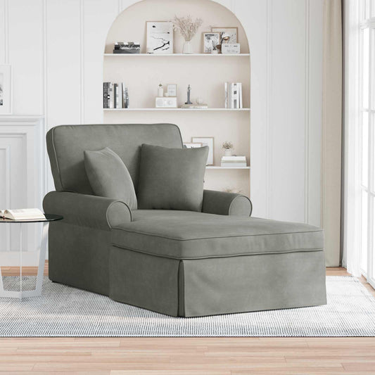 Chaise Lounge met Rok met kussen 3 pcs Lichtgrijs Katoen Stof is nu te koop bij PeponiXL, paradijselijk wonen!
