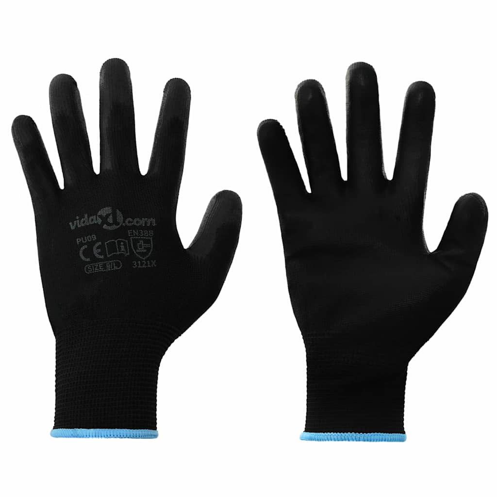 Werkhandschoenen 12 pcs Zwart 9 / l Polyester is nu te koop bij PeponiXL, paradijselijk wonen!