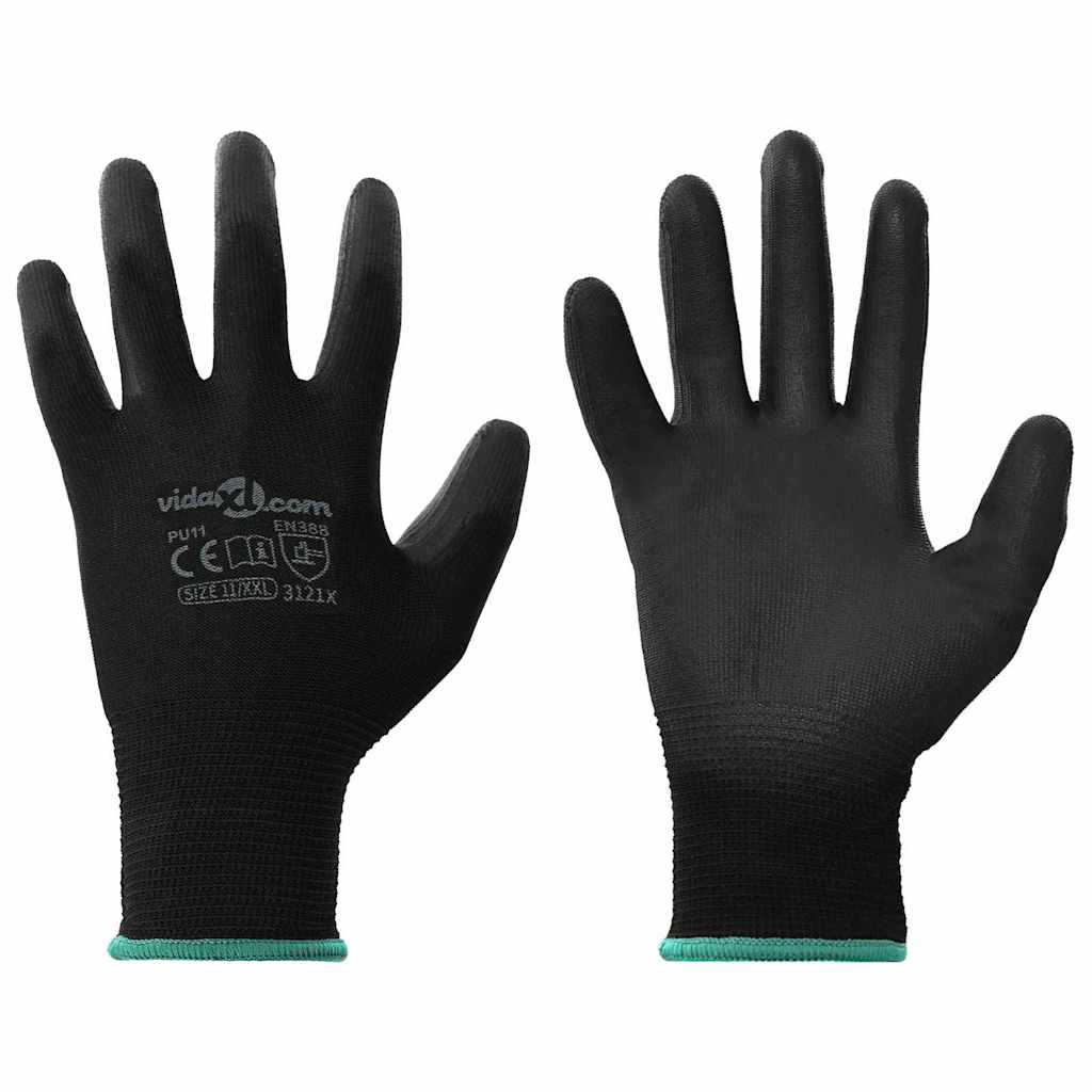 Werkhandschoenen 24 pcs Zwart 11 / XXL Polyester is nu te koop bij PeponiXL, paradijselijk wonen!
