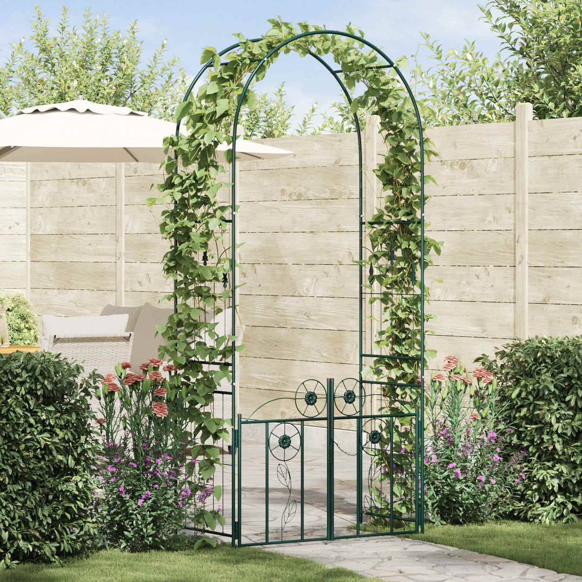 Tuin Boog met slot Groen 102 x 50 x 218 cm is nu te koop bij PeponiXL, paradijselijk wonen!
