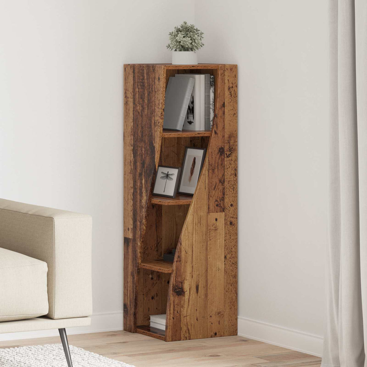 Hoekkast Oudhout 32x32x102cm Bewerkt hout is nu te koop bij PeponiXL, paradijselijk wonen!