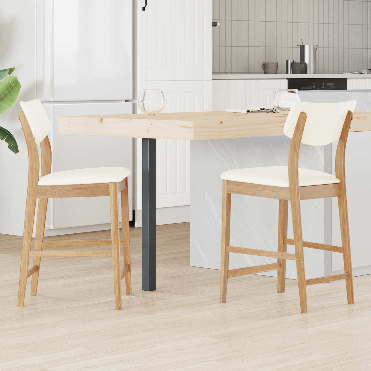 Eettafelstoelen 2 pcs Naturel 48 x 49 x 95 cm is nu te koop bij PeponiXL, paradijselijk wonen!