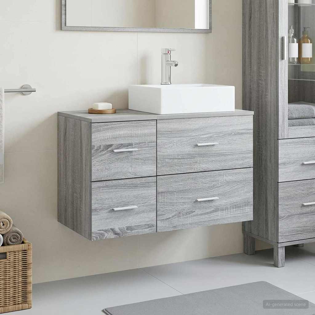 Badkamermeubelset 2 st Grijs Sonoma Bewerkt hout is nu te koop bij PeponiXL, paradijselijk wonen!