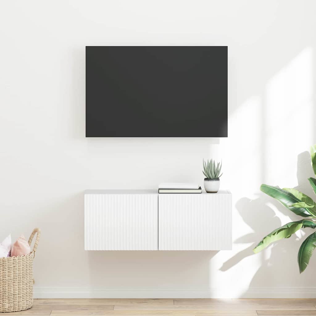 TV Wandkast Glanzend Wit 78,5 x 31 x 29,5 cm Bewerkt hout is nu te koop bij PeponiXL, paradijselijk wonen!