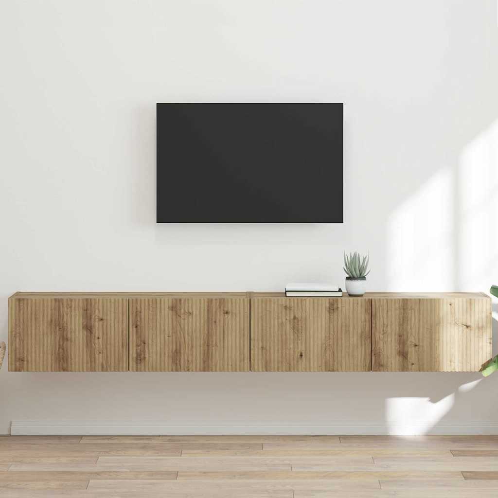 TV Wandkast 2 st Ambachtelijk eiken Bewerkt hout is nu te koop bij PeponiXL, paradijselijk wonen!