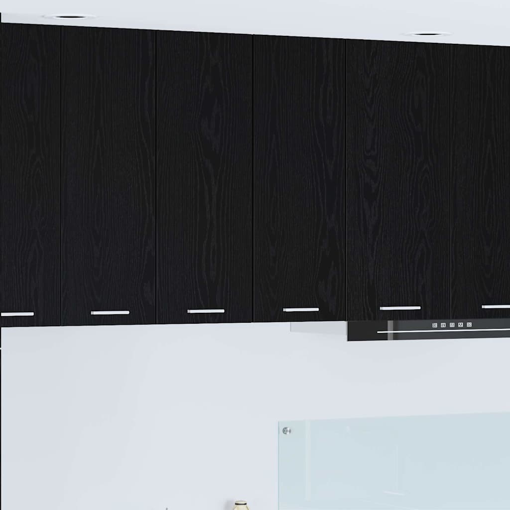 Hangkast 2 pcs Zwarte Eik en Wit 30 x 31 x 80 cm Bewerkt hout is nu te koop bij PeponiXL, paradijselijk wonen!