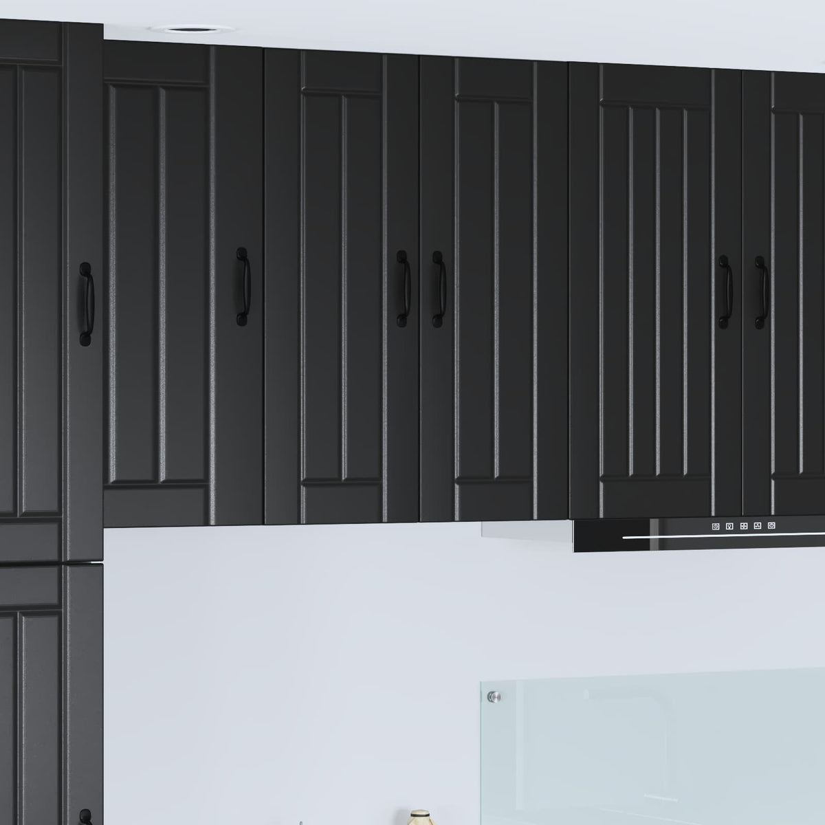 Wandglas cabinet LUCCA Zwart 60 x 31 x 80 cm Bewerkt hout is nu te koop bij PeponiXL, paradijselijk wonen!